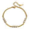 Uworld Stainless Steel Delicate Bling Geometry Zirconia Shiny Bracelets For Women 18K PVD Gold Plated Layering Bracelet Gifts