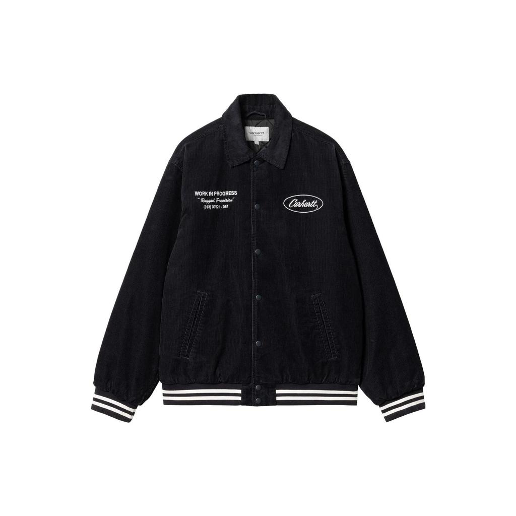 Carhartt WIP Куртка Letterman Осень/Зима 23 с вышитым воротником, однобортная, свободная, унисекс, темно-синяя I032436-0CO-XX
