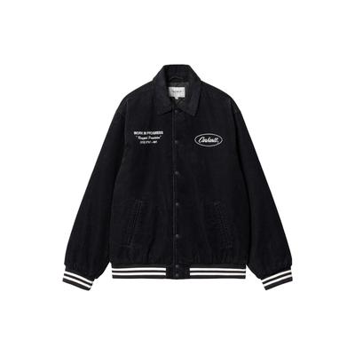 Carhartt WIP Куртка Letterman Осень/Зима 23 с вышитым воротником, однобортная, свободная, унисекс, темно-синяя I032436-0CO-XX