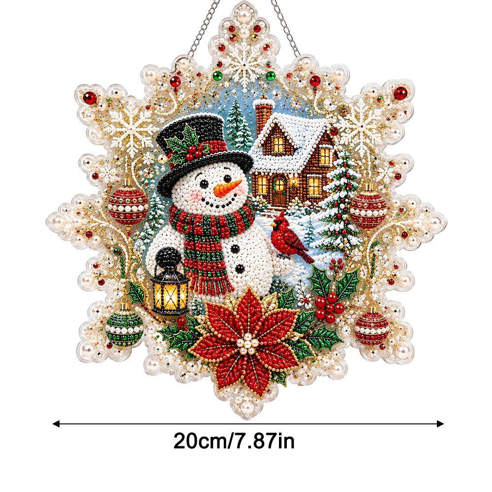 Snowflake Shape Christmas Hanging Ornament Acrylic Board Hanging Suncatcher  Home Wall Hanging