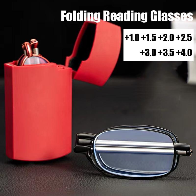 Folding Men Reading Glasses Outdoor Portable Presbyopia Ultra-Light Eyewear With Case Anti Blue Light Optical Far Sight Eyewear