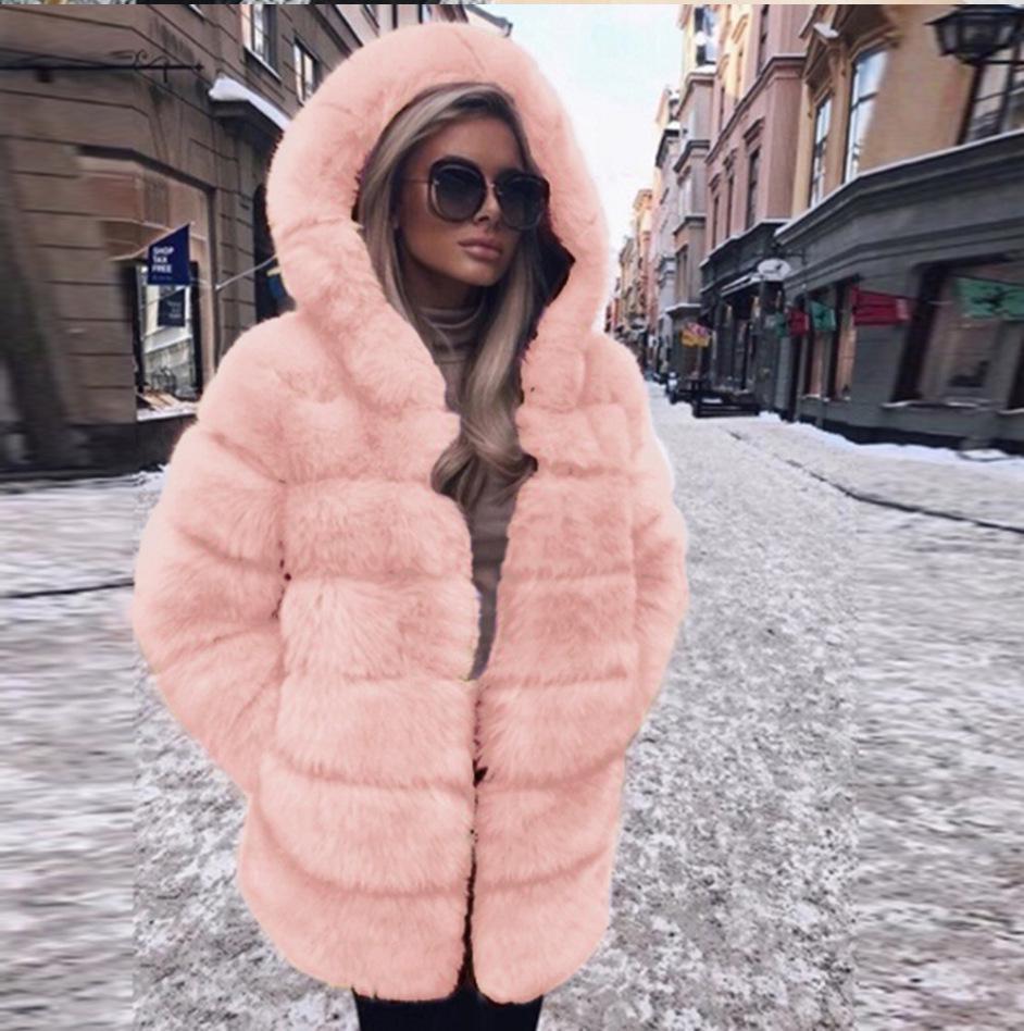 Women's Autumn and Winter Mid-length Thickened Faux Fur Coat
