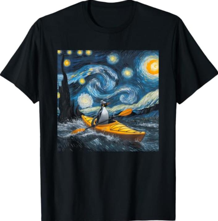 Penguin Starry Night - Funny Van Gogh Painting Penguin T-Shirt
