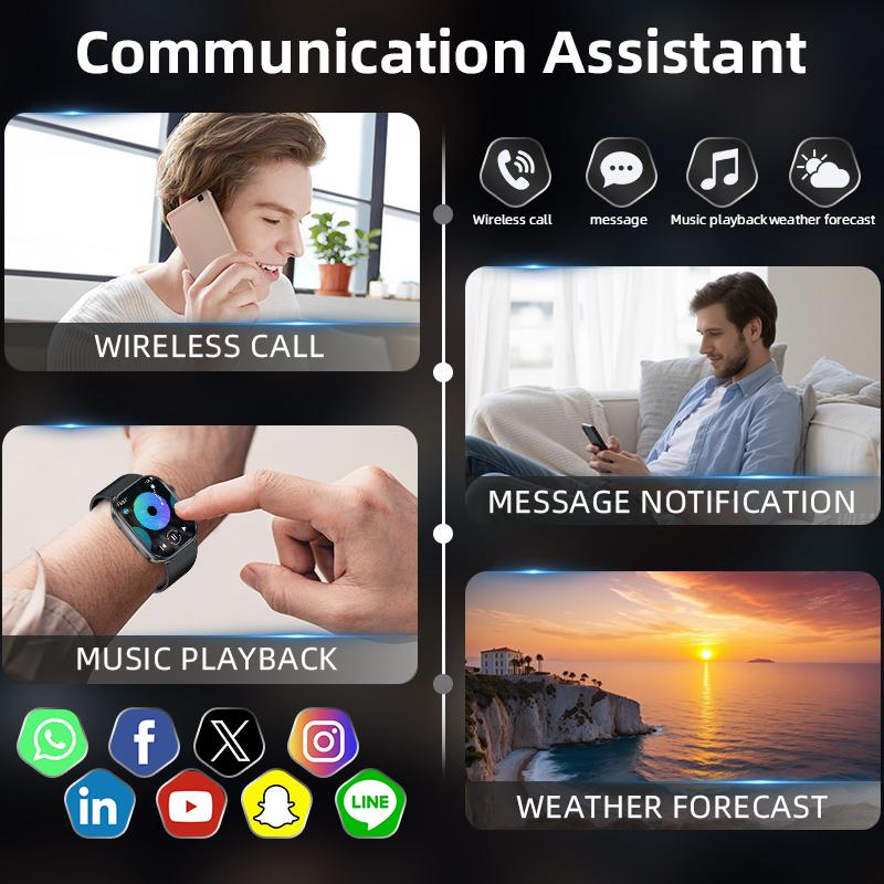 LIGE Новые умные часы 2,01-дюймовые с Bluetooth-звонком, водонепроницаемые для занятий спортом на открытом воздухе, мужские умные часы