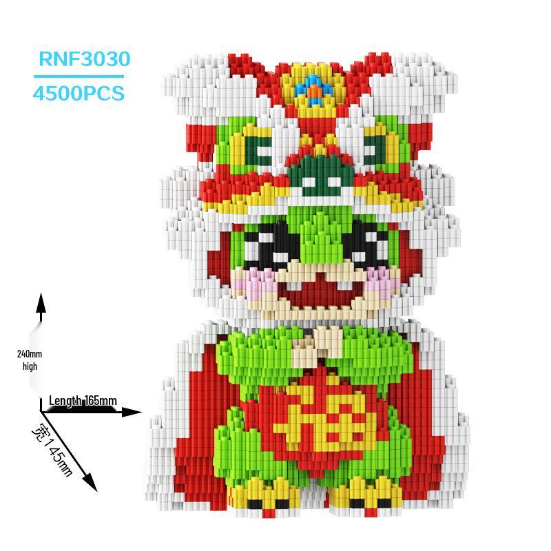 2025 год Змеи Развивающие строительные блоки Игрушка - Зеленая змея Пазл для мальчиков и девочек, Милые украшения и подарки