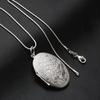 Unisex Fashion Silver Plated Alloy Carving Locket Pendant Chain Necklace Jewelry