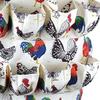 Canvas Apron with Multi-Pockets Egg Gathering Apron for Farm Home Adjustable Waist Fun Rooster Print Utility Apron for Gardening Cooking