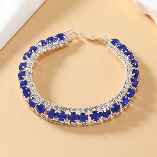 Women Bangle Faux Crystal Polished Contrast Color Alloy Symmetric Shopping Work Party Dating Wrist Bracelet Lady Jewelry