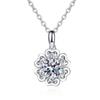 Women's Silver 925 Jewelry 1ct VVS D COLOR 8H8A Cut Moissanite Necklaces Flower Pendant Fashion Trendy Clavicle Chain