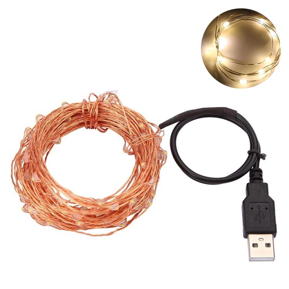 5/10 м USB светодиодный водонепроницаемый провод, медная гирлянда, украшение, фея