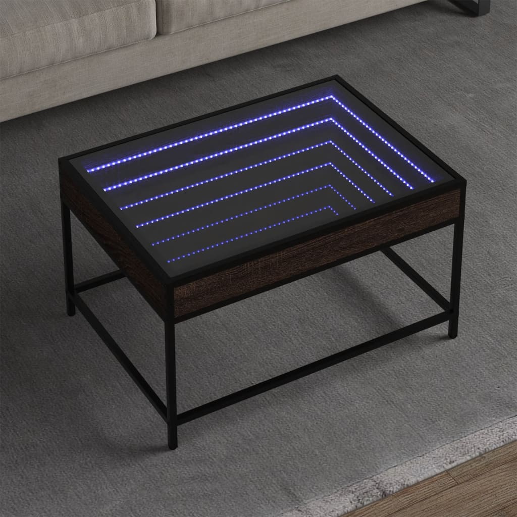 Кофейный столик Infinity LED с эффектом коричневого дуба 70 x 50 x 41 см