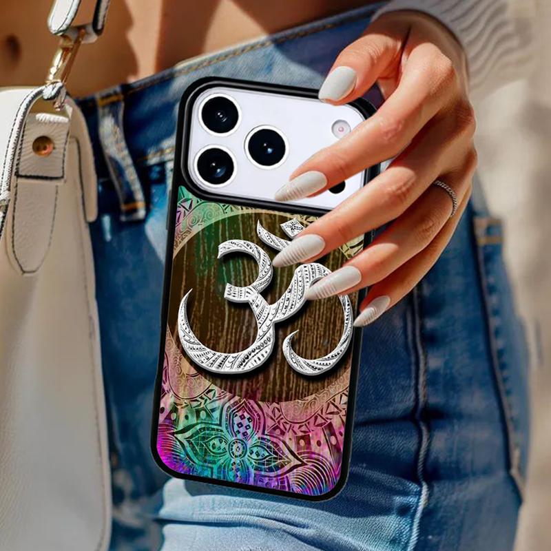 Aum om Намасте символ цветочный дзен йога Чехол для телефона Для iPhone 17 Air 14 15 13 12 Max Чехол Для Apple 16 16e 11 Pro Max Plus Coque
