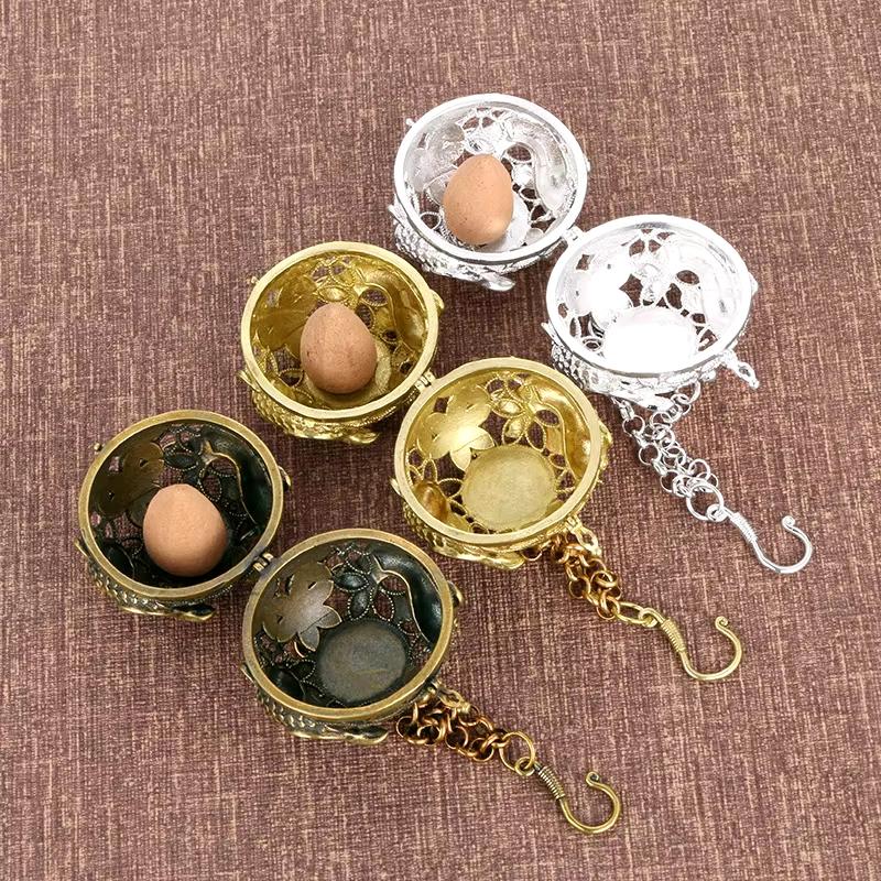 Electroplated Antique Brass Scented Ball Copper Incense Burner Sachet Pendant for Art & Collectible