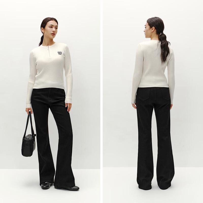 Женский вышитый свитер Semir облегающего кроя на молнии до середины