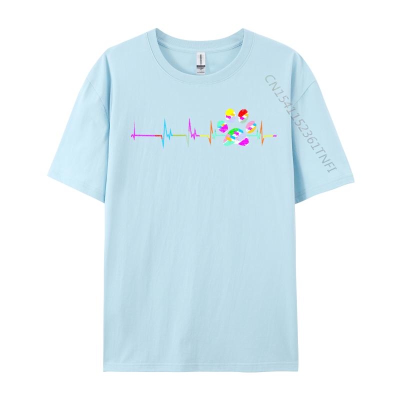 Dog Paw Print Heartbea Women Girls Mom Love Dogs Faddish Men Top T-Shirts Dog Paw Heartbeat Paw Heartbeat Tops T Shirt T-Shirts