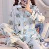 "Korean Ins-Style Imitation Silk Pajamas: Women's Long-Sleeve Cute Bear Dot Set"