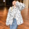 Women's Leopard Point Fox Hair Imitation Fur Jacket Women's Short Young Fashion New Winter Casual Warm