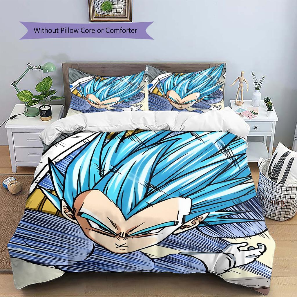 Постельное белье с узором Веджеты из Dragon Ball, Домашний декор, Подарок на день рождения (1 пододеяльник + 2 наволочки, без наполнителя)