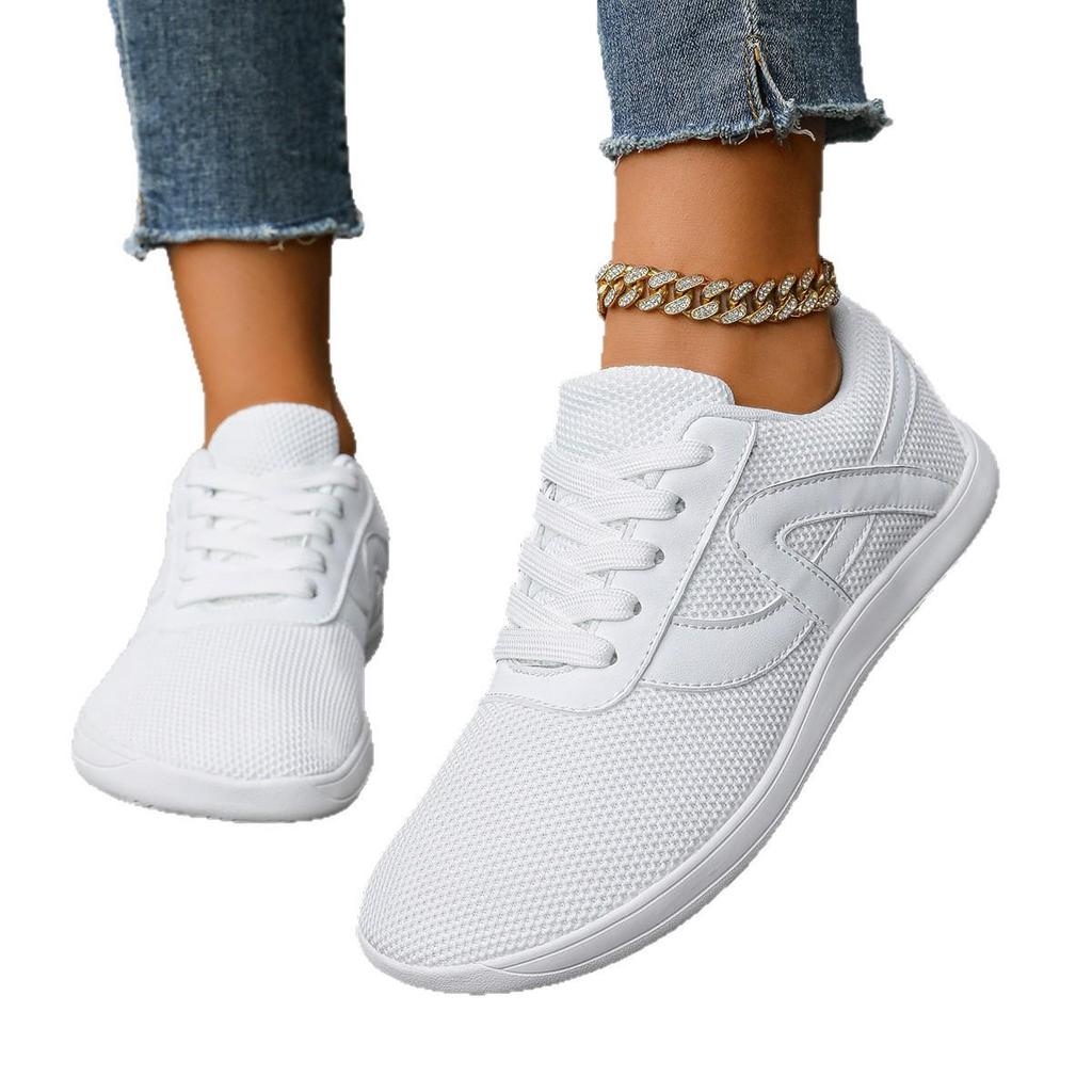 Женские спортивные повседневные туфли на широкую стопу из сетки для босой ноги - Дышащие, Низкие, На шнуровке для широких и полных ног