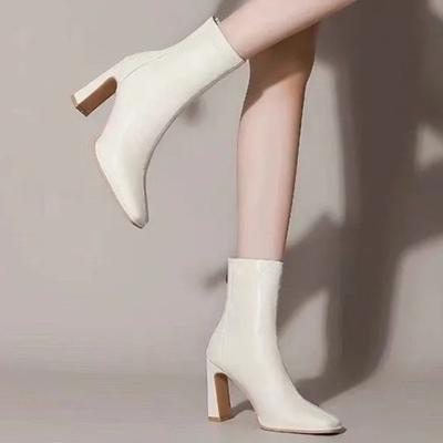 Модные современные ботильоны на молнии сзади 2024 Новые высококачественные ботильоны Женские Новые туфли на высоком каблуке Однотонная обувь для женщин Zapatos Mujer