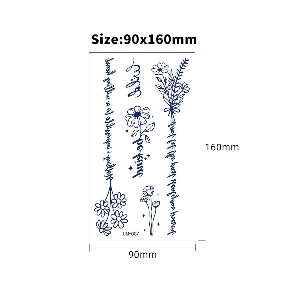 1 Sheets Semi Permanent Realistic Waterproof and Removeable Herb Tattoo Women's Back Tattoos Long Lasting