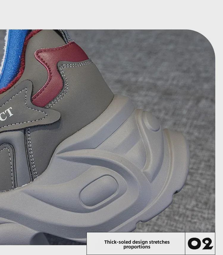 Женские туфли Dad Shoes из натуральной кожи на толстой подошве, визуально увеличивающие рост, универсальные повседневные кроссовки на весну/осень, мода 2025 года.