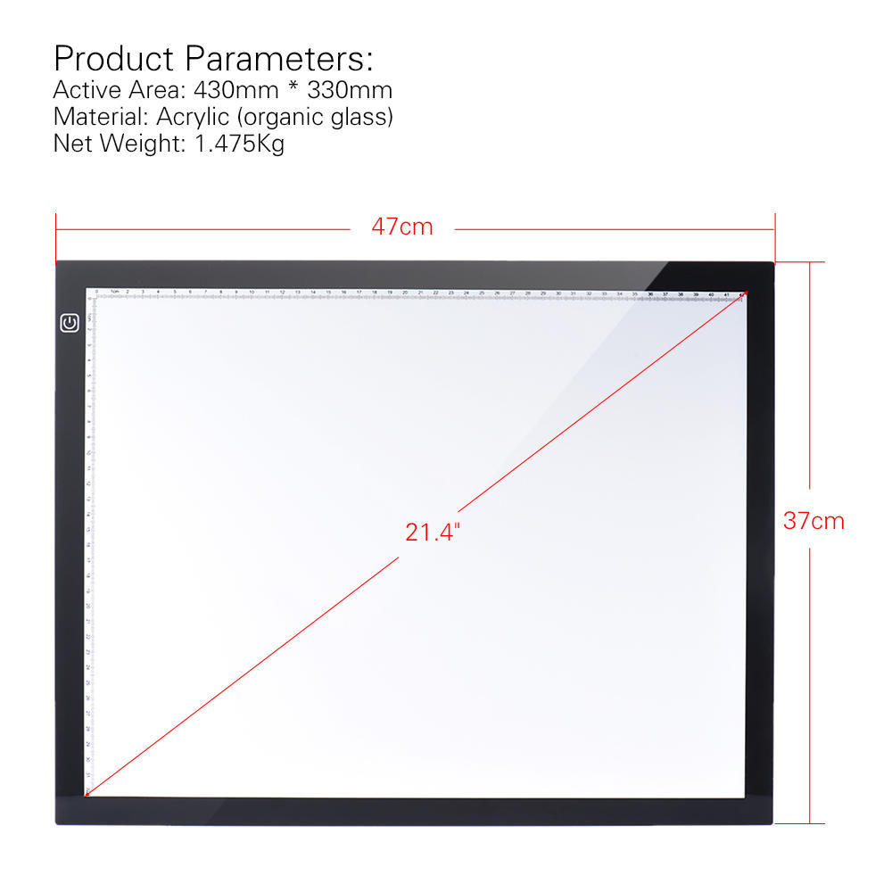 A3 47 * 37cm 23.5 Inch LED Artist Stencil Board Tattoo Drawing Tracing Table Display Light Box Pad Intelligent Touch