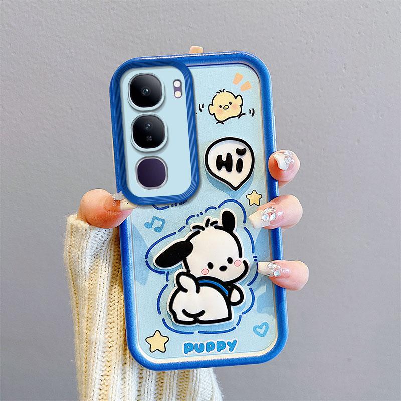 KEYSION Shockproof Case for VIVO V40 Lite with Lanyard Soft Silicone Cute 3D Cartoon Doll Phone Cover for VIVO Y200 5G Y19S