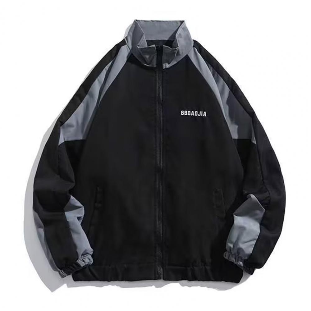 Куртка в стиле хип-хоп, ветровка, пальто в стиле пэчворк для женщин и мужчин, повседневная верхняя одежда на молнии с воротником-стойкой для активного отдыха на весну и осень