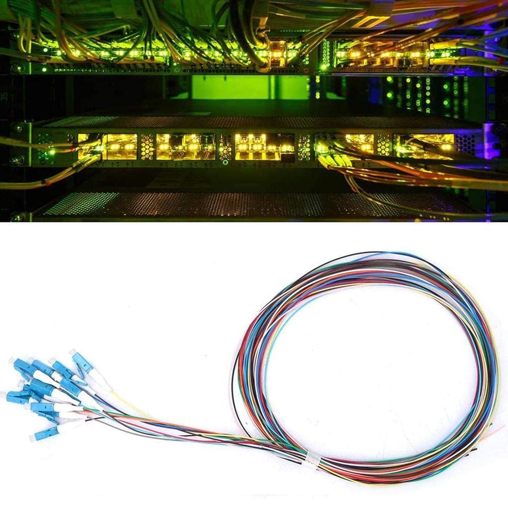 12 Strand Fiber Optic Pigtail LC/UPC Single Mode Low Insertion Loss with Ceramic Ferrule 1.5m for Optical Fiber LAN, Optical Fiber Communication