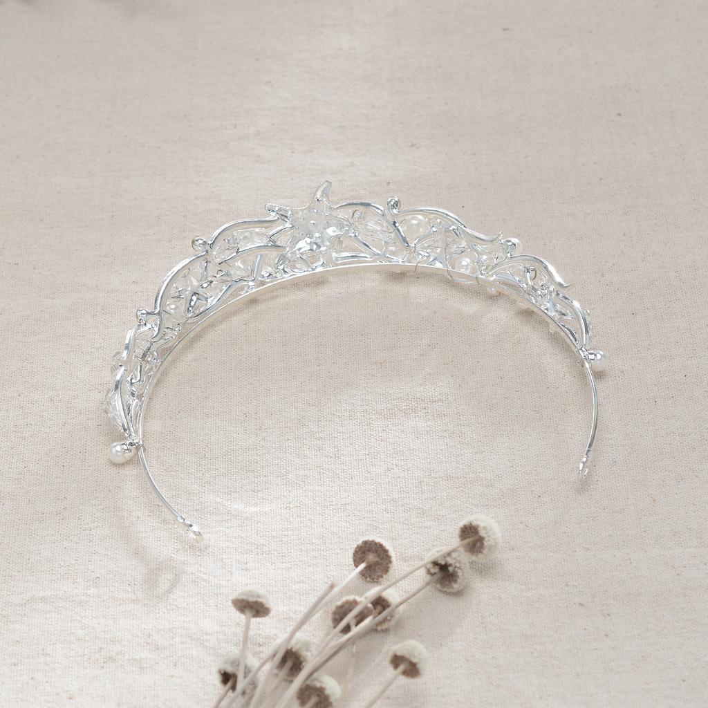 Bridal Handmade Beaded Rhinestone Crown Korean Alloy Handmade Crystal Tiara Accessories Headband