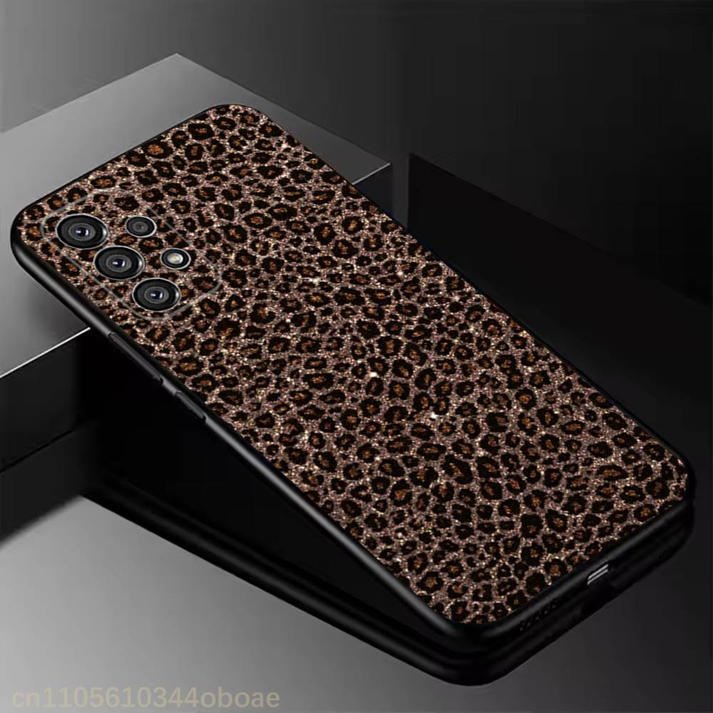 Модный чехол для телефона с леопардовым принтом для Samsung Galaxy A13, 21s, 22, 31, 32, 52, 53, 71, 80, A91, мягкий черный корпус