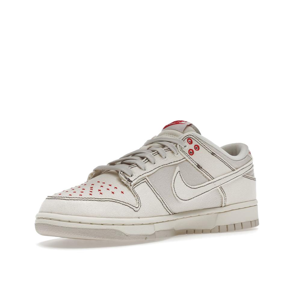 Nike Dunk Low SE Sashiko - Light Orewood Brown Unisex Sneakers Cream University-Red Pale-Ivory DV0834-100