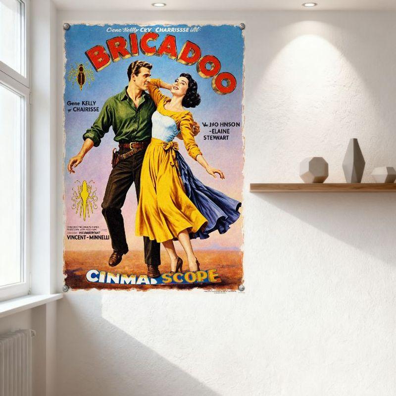 Bricadoo Vintage Movie Poster Cinemascope Gene Kelly Musical Tin Sign Retro Wall Art for Home Bar Cafe Man Cave Decor