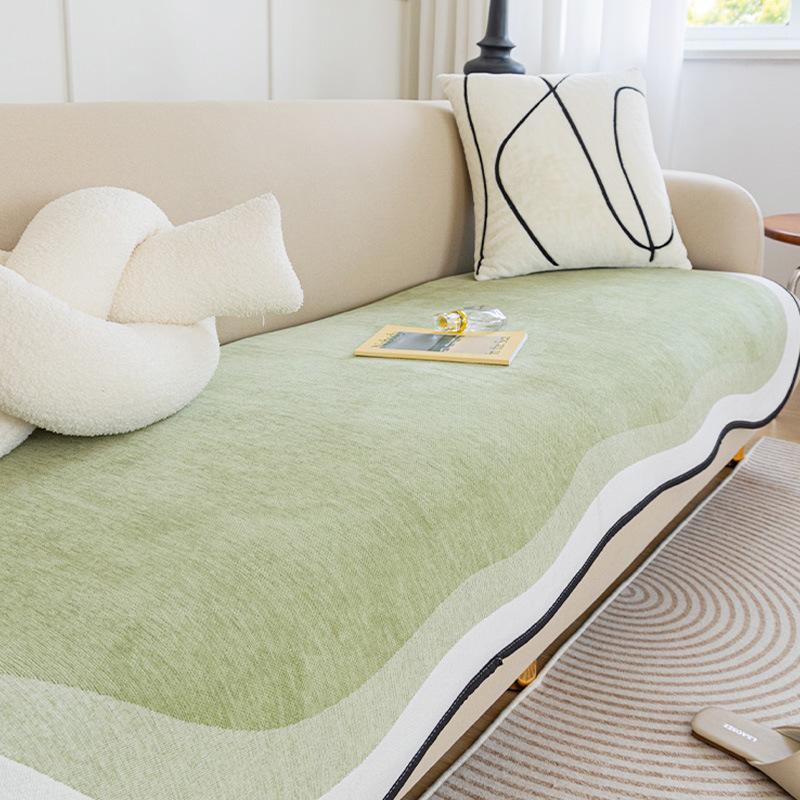 1pc Wave Edge Sofa Cushion, Four Seasons Universal High Grade Chenille Sofa Cover, Non Slip Sofa Cover, Sofa Fabric, Sofa Napkin
