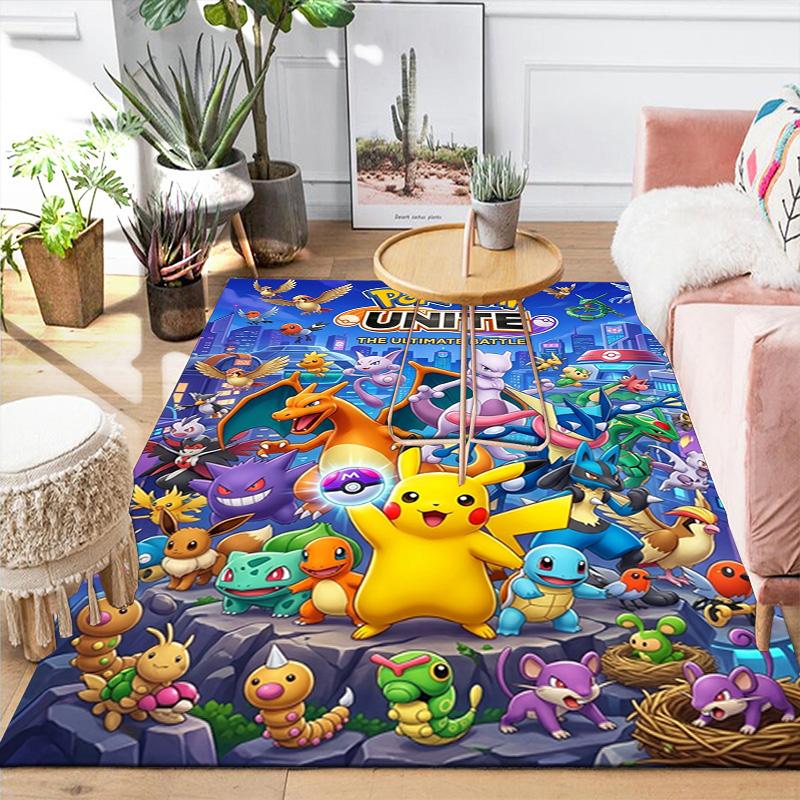 Pokémon Soft Area Rug with Cartoon Anime Print Non slip Washable Design, Perfect for Kitchen Bedroom Living Room Use THW