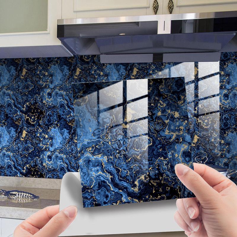 10pcs/set Bathroom PVC Fake Marble Tile Sticker Crystal Wall Sticker Self-adhesive