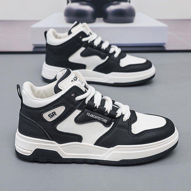Men's Sneakers 2025 Spring Wear-resistant Skateboard Shoes Casual Thick Soled Lace Up Anti Slip Outdoor Running Shoes Zapatillas