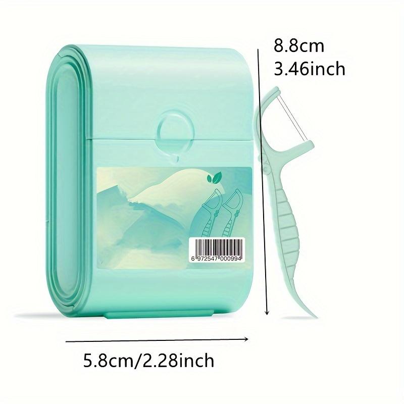 Mint Double-Line Floss Sticks, 52 Pieces, Portable Floss Container, PP Material, Suitable for Oral Care