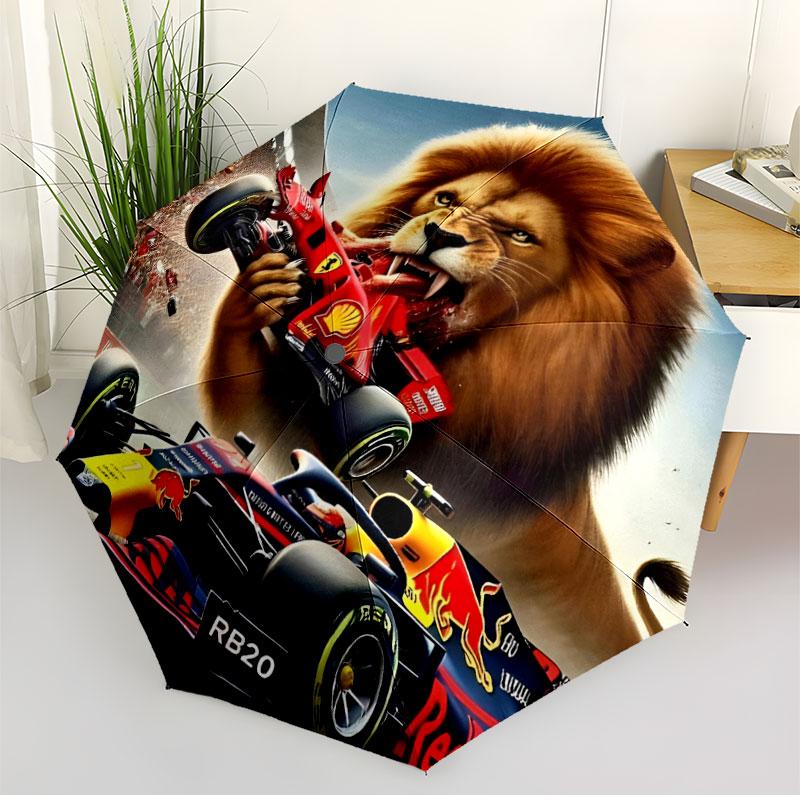 Автоматический складной зонт Red Bull Racing Print, Портативный складной зонт, для улицы, поездок на работу, походов, идеальный подарок на день рождения