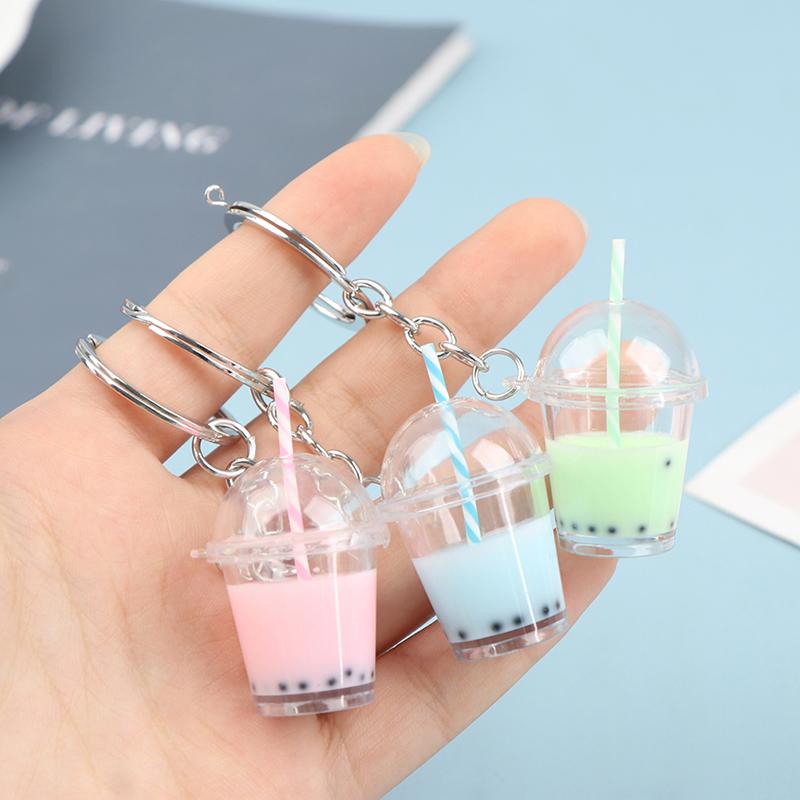 Bubble Tea Diy Keychain High Quality Acrylic Pendant Backpack Keyring Charms