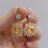 Luxurious Crystal Earrings for Women 2023 New Gold Color Zircon Drop Earring Fashion Wedding Engagement Party Jewelry Accessories