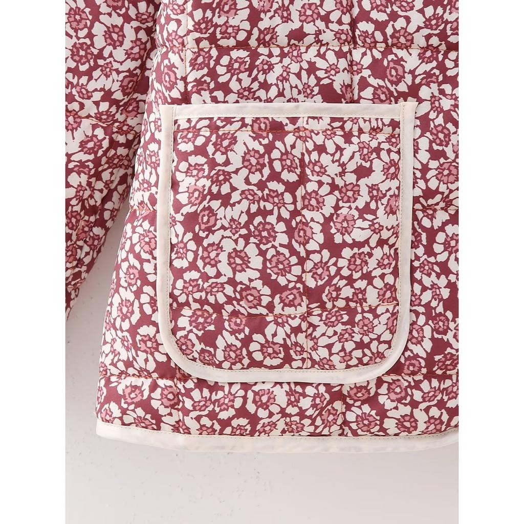 GMXIA Женские винтажные повседневные куртки и пальто с цветочным принтом на осень-зиму с длинным рукавом и квадратным воротником