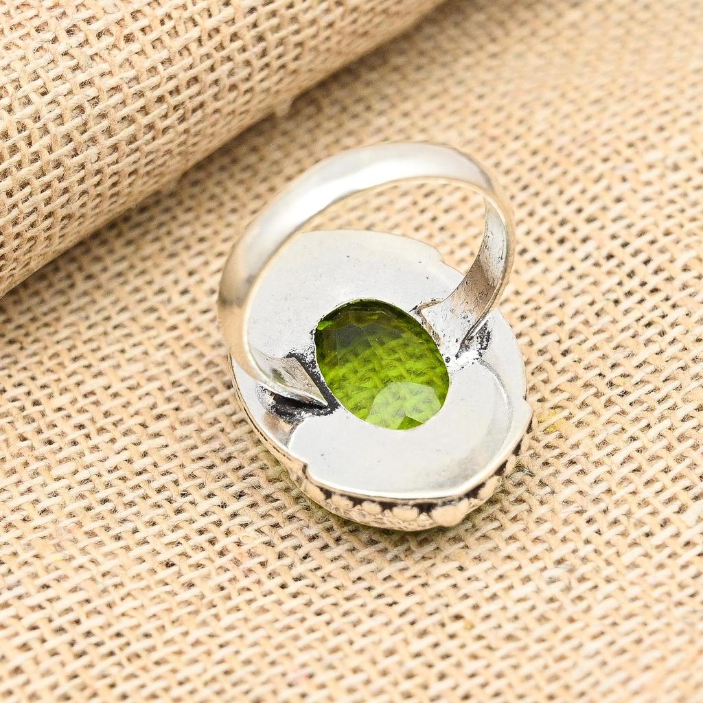 Lavish Peridot Gemstone Handmade 925 Sterling Silver Ring Jewelry