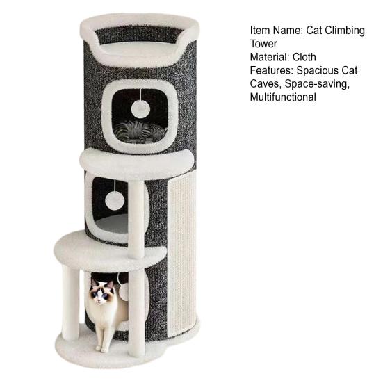 Игровой комплекс для кошек Когтеточка-бочка с 3 кошачьими пещерами Сизалевая когтеточка Многоярусный игровой комплекс для кошек для семьи с несколькими кошками