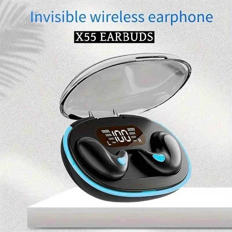 X55 Спящие Наушники Беспроводные Мини Наушники Для Работы TWS Bluetooth Наушник Стерео Скрытые Гарнитуры с Микрофоном HD Звонок Спорт
