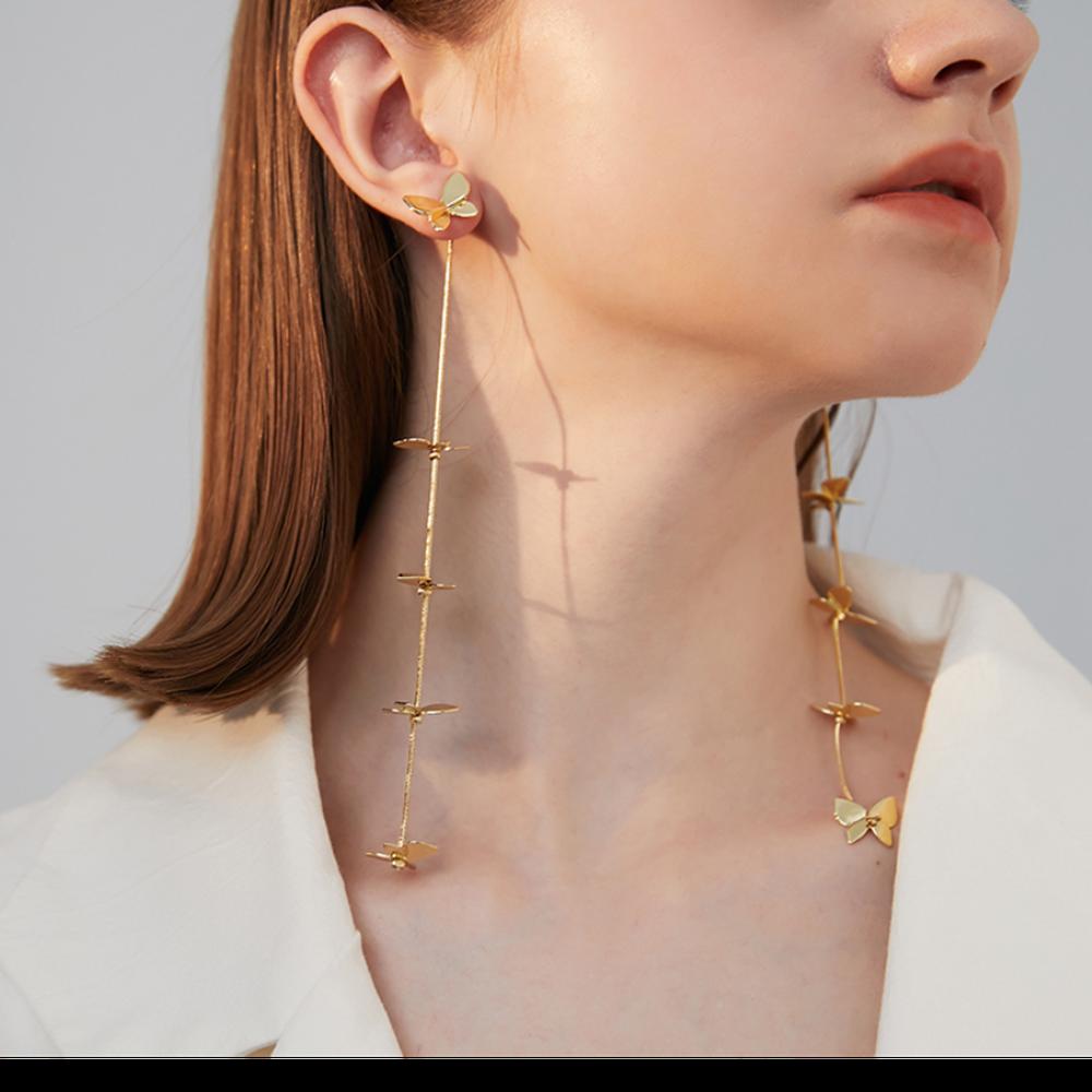 2021 тренд 925 серебряных игл-бабочек, простые необычные серьги с длинной бахромой, модные украшения для женщин (5 шт. бесплатной доставки)