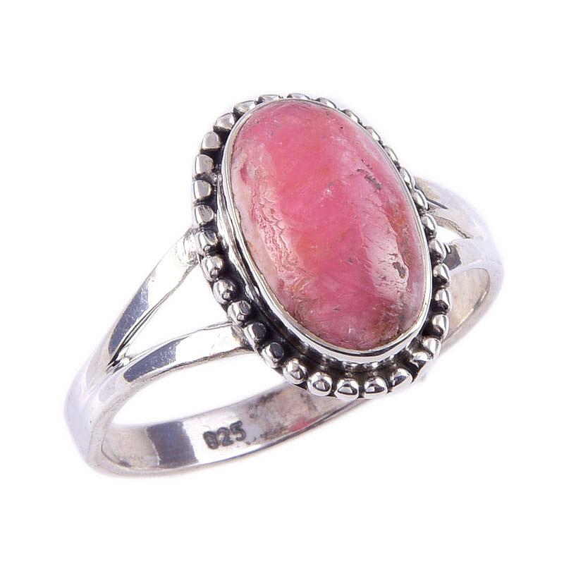 Кольцо из чистого серебра 925 пробы с натуральным родохрозитом ручной работы S.9 k6N58