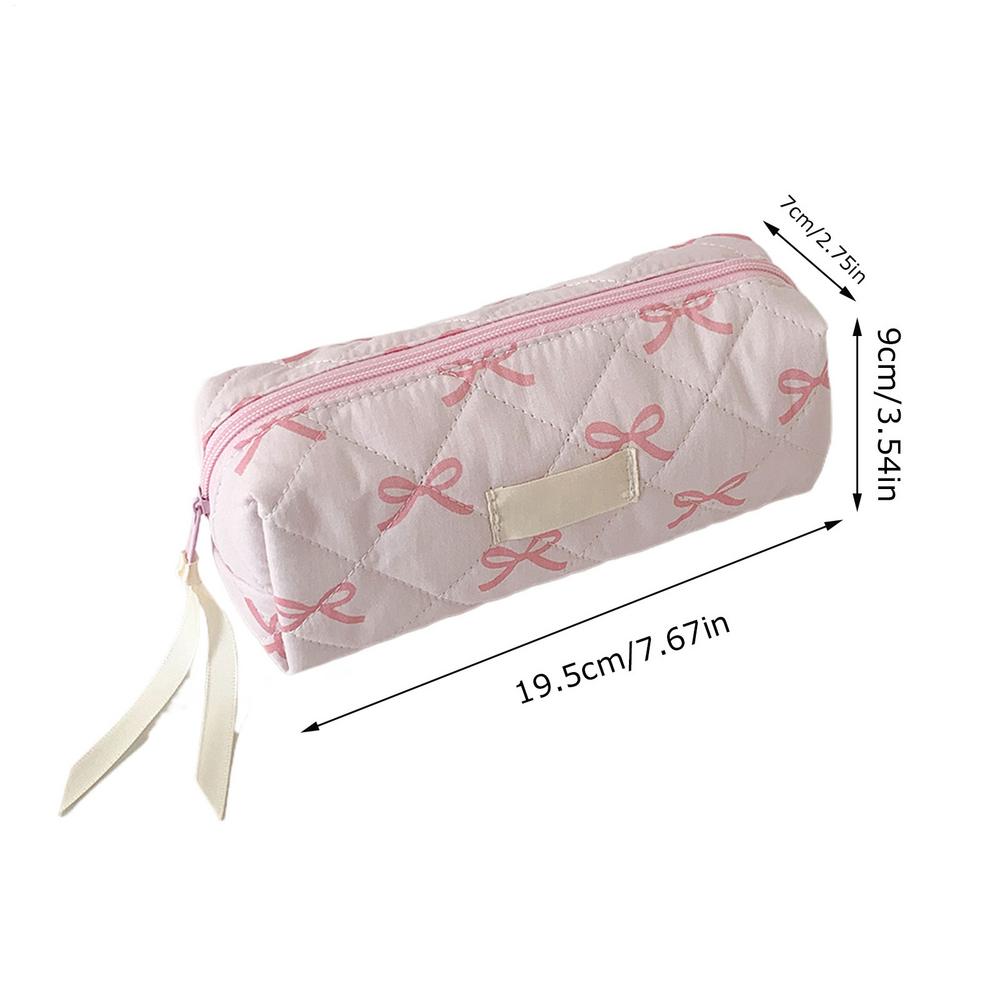 Small Fresh Bow Pencil Bag Pen Case Organizer Aesthetic Cosmetics Holder Organizer Multifunctional Stationery Storage Bag