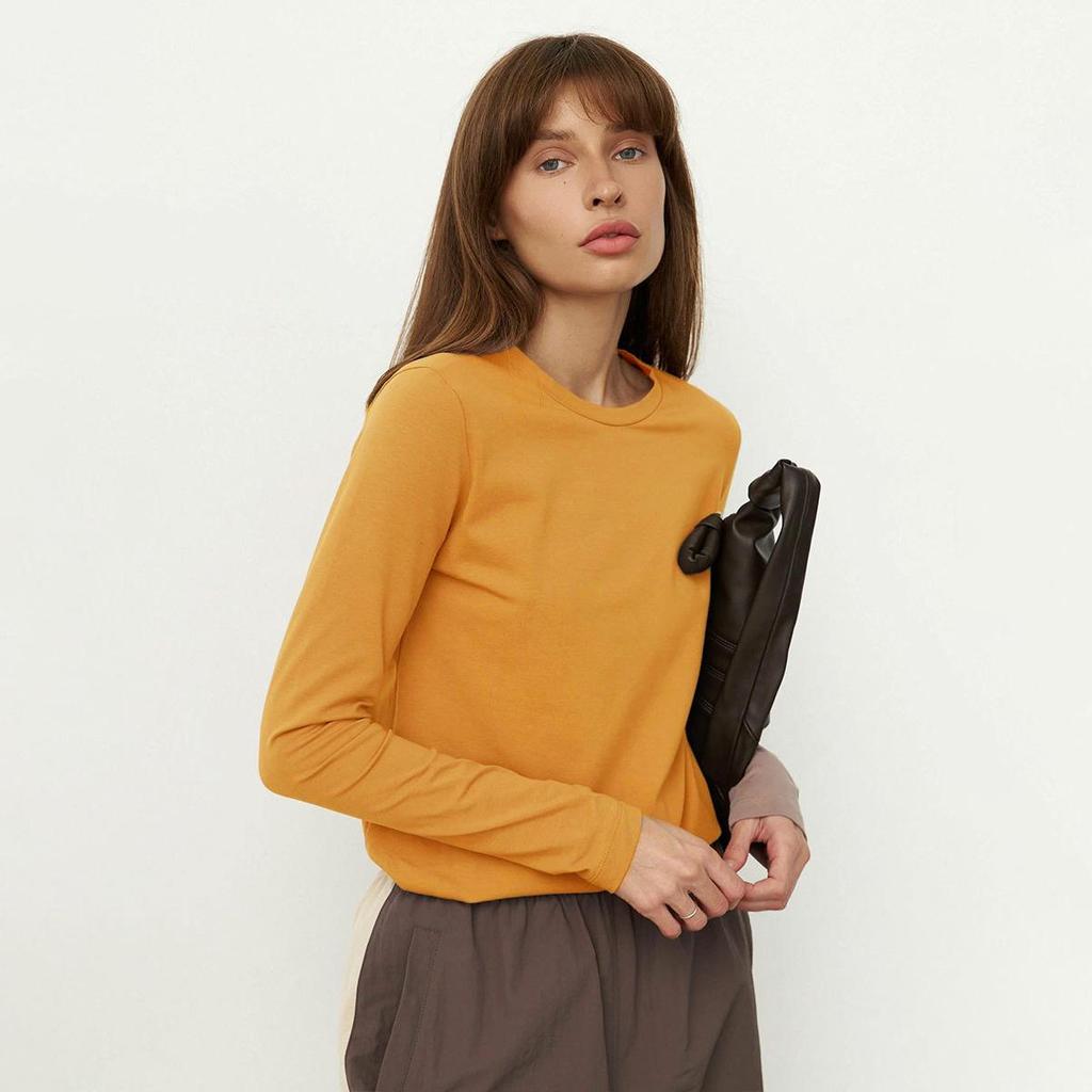 Футболка с длинным рукавом Beiyingni весна-осень, женская, однотонная, хлопковая, мягкая, с круглым вырезом, женская, высококачественная, повседневная, базовая футболка